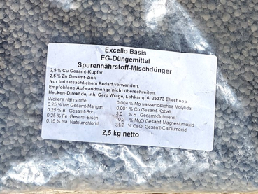Inhaltsangabe 2,5 kg Sack Excello Dünger